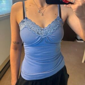 Blue Lace Trim Camisole